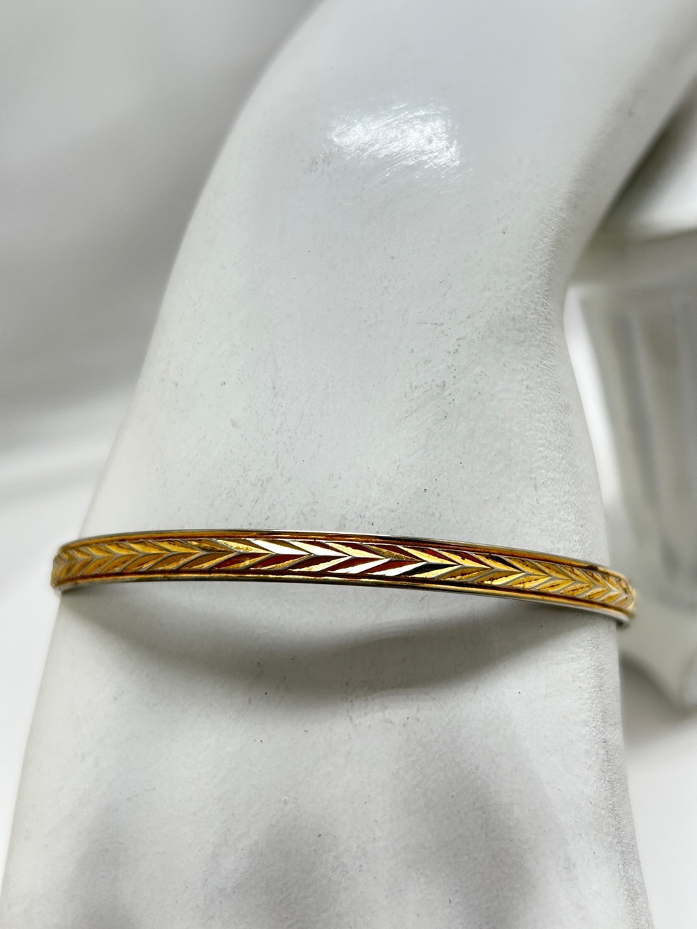 Monet, Vintage Gold Thin Etched Bangle Bracelet